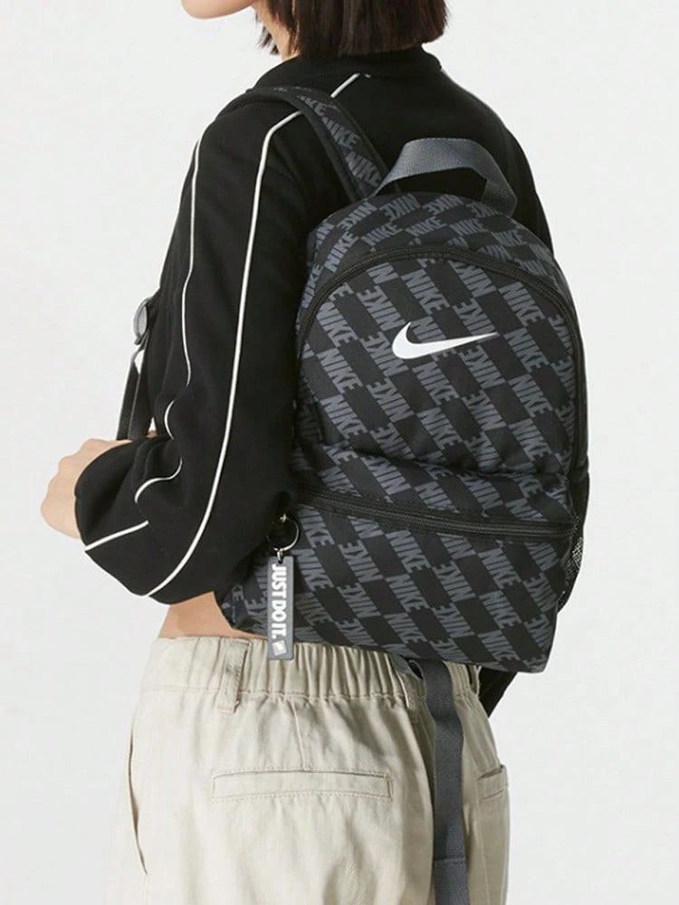 Nike Printed Checkered Fabric Backpack, Unisex And Couple Style, Black. - Black - View 1