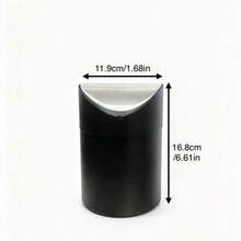 1pc Multi-Functional Small Tool Storage Trash Can, Stainless Steel Tool Storage Bucket, Detachable Round Canister, Suitable For Car, Room, Outdoor, Kitchen, Office, Living Room, Portable, 2L Storage Box - Stainless Steel Swing Lid, Matte Black Barrel Body - View 4
