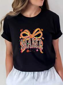 Camiseta Mom's Fried Dough Twists - Estilo para Reuniones Familiares - Camiseta de Mujer con Estampado de Leopardo y Diseño de Lazo a - Regalo Perfecto para el Día de la Madre - Top de manga corta suave y cómodo de 180 g, adecuado para ocasiones informales - Camiseta Unisex de Algodón de Manga Corta y Cuello Redondo, Estilo Vintage Urbano y Corte Holgado - Negro - Ver 1