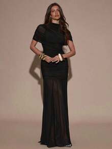 Women Midi Dresses - Black - View 3