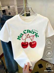 Short-Sleeved T-Shirt For Spring/Summer 2026, Made In Mexico, 180 Grams. Cartoon Print, Couple Design, Suitable For Indoor Or Outdoor Wear. Crew Neck, Unisex, Ideal For Office And Leisure. One-Pack. - 白色的 - 查看 7