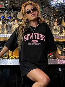 Women's Blouses, 1 Piece. Women's T-Shirt With Round Neck And Short Sleeves, Y2K Style With Graphic Print, Suitable For Summer, Beach, Street, Daily Wear, Work, Office Party, Going Out, Festival, Valentine's Day, Casual Party In Black. - 黑色 - 查看 6