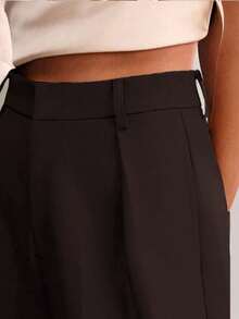 Elegant Women's Wide-Leg Pants - Features Inner Lining - Coffee Brown - View 5
