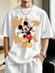 Disney 高街卡通米老鼠印花短袖T恤 夏季休閒風 男童居家與戶外穿著上衣 - 白色 - 查看 4