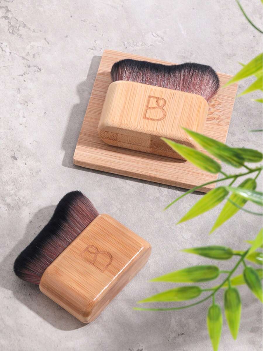 Bộ cọ trang điểm đa năng chất lượng cao BS-MALL 2 món - Cọ má hồng, cọ phấn phủ, cọ tạo khối, cọ nền. - Màu be - Xem 1