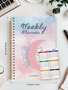 52-Week Daily Weekly Planner Notebook, A5 Minimalist Weekly Planning Journal For Productivity And Daily Organization, Back To School Office Supplies - Pink - View 2