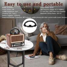Radio portátil retro, radio de emergencia solar clásica y vintage, altavoz Bluetooth estéreo multifunción TWS, compatible con tarjeta TF/USB - Ver 4