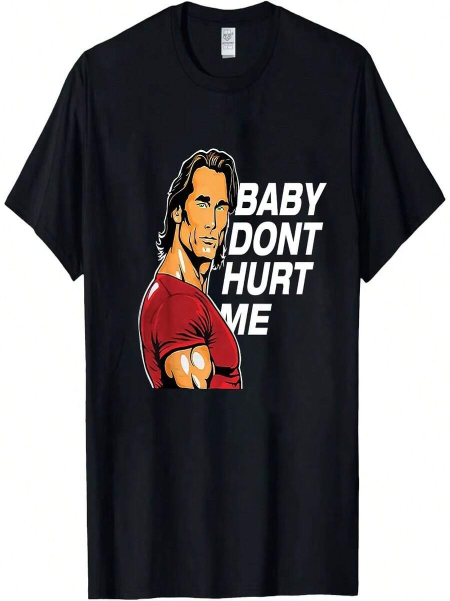 Fun Unisex T-Shirts, Printed T-Shirts With The Phrase "Baby, Don't Hurt Me", Loose-Fitting Summer Casual Wear, High-Quality Urban Clothing. - 黑色 - 查看 1