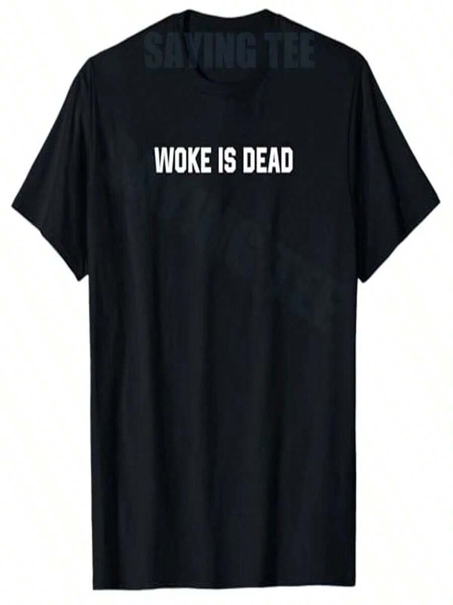 El despertar ha muerto - Camiseta divertida y satírica con estampado de letras, ropa con estampado de broma, regalo original, camiseta de manga corta con cuello redondo. - Negro - Ver 1