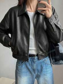 Chaqueta vintage nueva de primavera, estilo corto, ajuste regular, adecuada para mujeres, prenda exterior para el Día de San Valentín - Negro - Ver 3