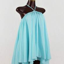 SaltGleam SaltGleam Women's Chiffon Layered Ruffle Sleeveless Mini Dress - Verde - Ver 6
