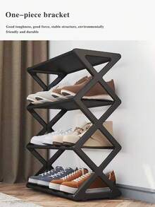 1-Pack 4-Tier X-Type Foldable Shoe Rack, Space-Saving Dustproof Shoe Organizer, Steel Tube Shoe Shelf, No Tools Required, Easy Assembly Shoe Cabinet For Entryway, Hallway, Bedroom, Dorm,Back To School - Multicolor - View 3