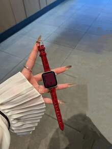 1条女款表带，适用于38mm、40mm、41mm、42mm、44mm、45mm、46mm、49mm表径 - 女款真皮表带 - 简约优雅时尚设计 - 舒适轻便耐用，兼容苹果系列11、10、Ultra、9、8、7、6、SE、5、4、3、2、1，是手表爱好者的理想礼物，可作替换表带 - 彩色 - 查看 5