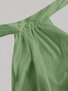 MOD Vestido mini con espalda descubierta, retorcido y fruncido en unicolor para mujer, vestidos de otoño para mujer, vestido, vestido, Acción de Gracias, vestidos elegantes para fiesta, vestido de invitada de boda, vestido de graduación, vestido de gala, vestido de noche elegante para boda - Verde - Ver 4