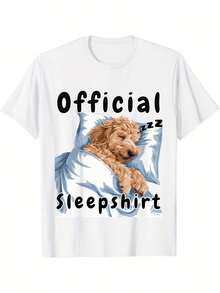 Official Nap T-Shirt Featuring A Golden Retriever And Mopsla Design, Unisex, Made From Soft, Breathable, Lightweight Material. It Has A Crew Neck And A Regular Fit, Is Machine Washable, And Perfect For Summer Outings And Casual Wear. - White - View 8