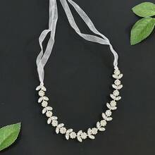 1件闪亮水钻发箍，新娘发饰，配欧根纱，女士婚礼派对头饰，节日礼物 - A - 查看 6