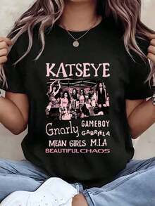 Soft, Breathable, And Lightweight For All-Day Comfort. Katseye Group Women's T-Shirt With Text And Photo Print, Crew Neck, Regular Fit, Casual Wear, Fan Gift, 220g. Classic Crew Neck With A Relaxed Fit That Flatters All Body Shapes And Is Easy To Pair With Jeans, Shorts, And Leggings. - 白色 - 查看 7