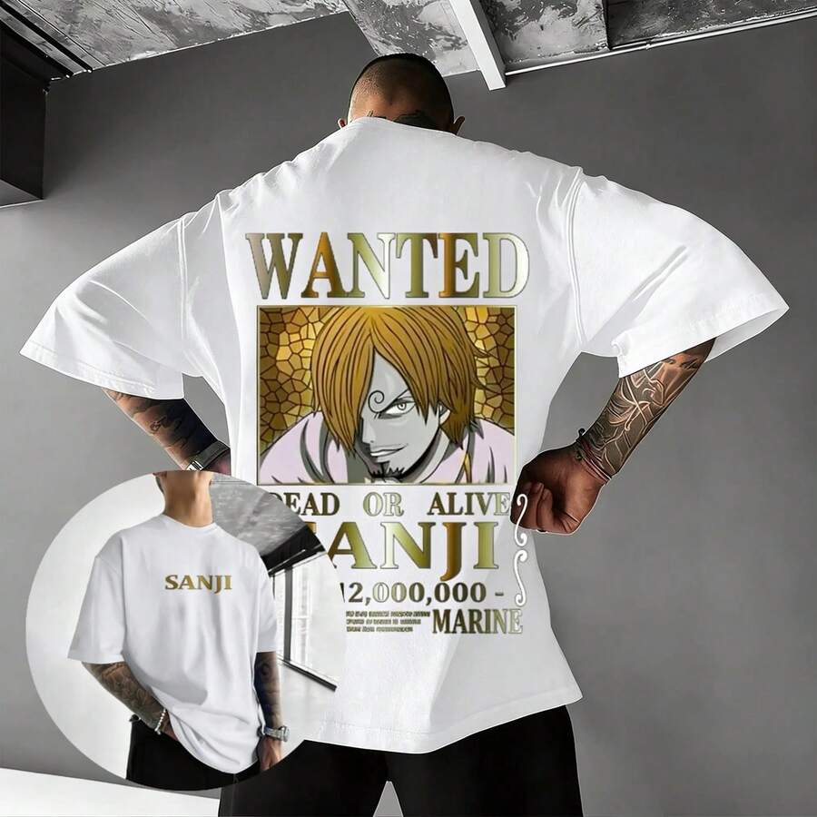 Camiseta One Piece 2026 New Hot Anime Sanji Summer M1en WoM1en Cotton Graphic T1EE Streetwear Casual Tops Cosplay Y2k Clothes 220G puro algodón manga corta para hombre y mujer, tejido grueso, resistente a las arrugas y que no se deforma fácilmente. Estilo sencillo y versátil, ligero y transpirable, perfecto para ir al trabajo, viajar, acampar, ir de compras y el tiempo libre diario. - Blanco - Ver 1