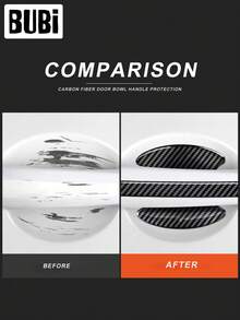 8Pcs Carbon Fiber Car Door Handle Scratch Protector Sticker Universal Bowl Protection Stickers Scratch-Resistant Waterproof Auto Accessories Stuff - A - View 4