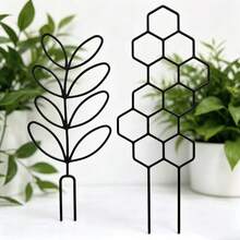 2个14.96 x 5.91英寸蜂窝状植物支架，支撑架，适用于盆栽藤蔓和花卉，节省空间的室内/室外园艺支架 - 黑色 - 查看 8