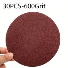 30片 6英吋/150mm 砂輪片，60/80/100/120/150/180/240/320/400/600目砂紙，適用於電鑽、旋轉工具、木工、家具 - 紅色 - 查看 15