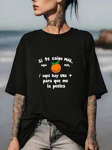 180G Trendy "Si Te Caigo Mal" Tee - Perfecta para reuniones familiares y de oficina, regalo festivo para él y ella, camiseta casual elegante para hombres y mujeres, top cómodo de verano - Negro - Ver 6