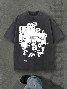 Camiseta casual vintage cómoda y lavada para mujer, camiseta de manga corta con cuello redondo,% algodón lavado y versátil para hombre, adecuada para uso diario y atuendos de, estilo unisex. - Negro - Ver 6