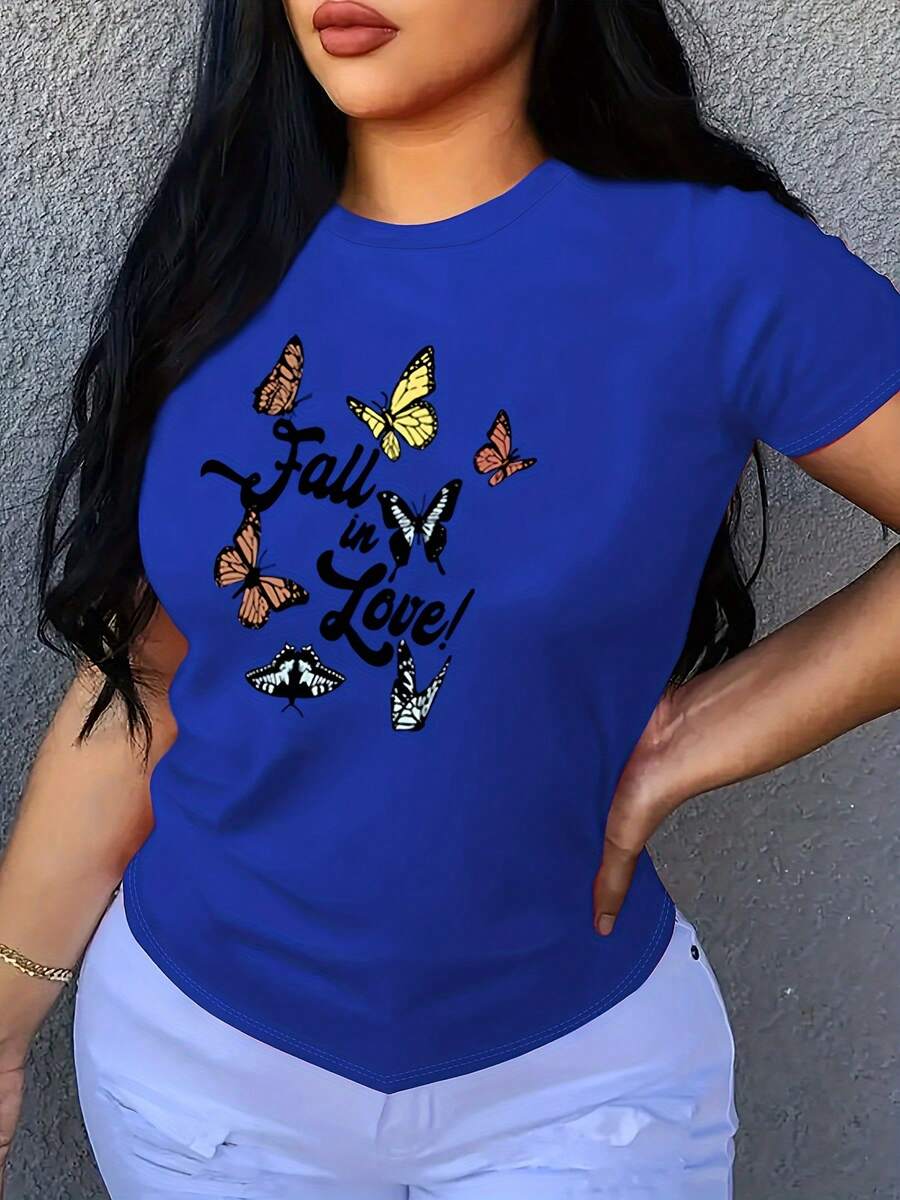 Camiseta de manga corta para hombre con estampado y diseño de cuello redondo, adecuada para el uso diario en primavera y verano. - Azul - Ver 1