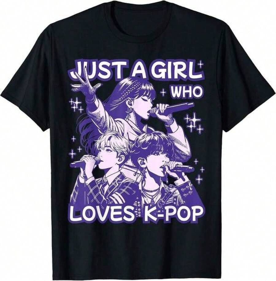 Just A Girl Who Loves K-Pop Korean Culture K pop Music Lover T-Shirtblusas para mujer playeras de mujer vestidos casuales para mujer y2k playeras deportivas para mujer verano camisetas ropa de mujer Fashion Perfect For Dailyblusas para mujer playeras de mujer vestidos casuales para mujer y2k playeras deportivas para mujer verano camisetas ropa de mujer Fashion Perfect For Daily - Negro - Ver 1
