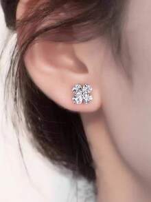 1 Đôi bông tai hình cỏ bốn lá may mắn tối giản bằng bạc Sterling S925, kiểu dáng thanh lịch, tinh tế, phù hợp cho nữ - Thích hợp cho tai xỏ lỗ, thời trang tinh xảo, thích hợp để đeo hàng ngày và làm quà tặng ngày Valentine. - cỏ bốn lá - Xem 8