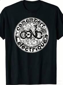 Camiseta unisex con diseño de portada de álbum de música electrónica de Camambert, diseño de póster de banda de rock vanguardista, camiseta unisex lisa, suave y agradable al tacto, una prenda básica de ropa casual urbana adecuada para todas las estaciones, versátil para todas las estaciones, asequible para el uso diario y un regalo de Navidad perfecto para fans y amigos, camiseta de mujer, local. - Negro - Ver 5