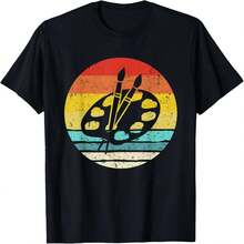 Camiseta con estampado retro de paleta de pintura, ropa de artista, ropa de profesor de arte, camiseta estampada, ropa urbana. - Negro - Ver 2