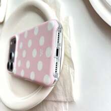 Cute Polka Dot Soft Feeling Phone Case Compatible With Iphone 17 Pro Max, 16, 15, 14, 13, Fresh And Elegant Polka Dot Phone Protective Cover For Women - Pink - View 6