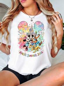 Disney Magic Summer 2026 Shirt, Mickey And Friends Summer Tee, Family Matching Disney Lover Gift, Disneyland Trip Summer T-Shirt Disney Oversized T-Shirt - trắng - Xem 1