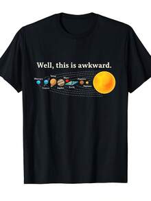 Funny Flat Earth T-Shirt - Unusual Solar System Design - Black Planets T-Shirt - Unisex For Casual And Formal Occasions - Great Science Gift For Astronomy Enthusiasts - Machine Washable, Regular Fit, Crew Neck - Fun And Comfortable - A the Picture How - View 1