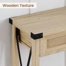 43-Inch Bohemian Console Table For Entryway, Rattan Drawers, Wooden Entryway Or Sofa Table With Storage, Decorative Design For Living Room, Hallway Or Foyer - 棕色 - 查看 7