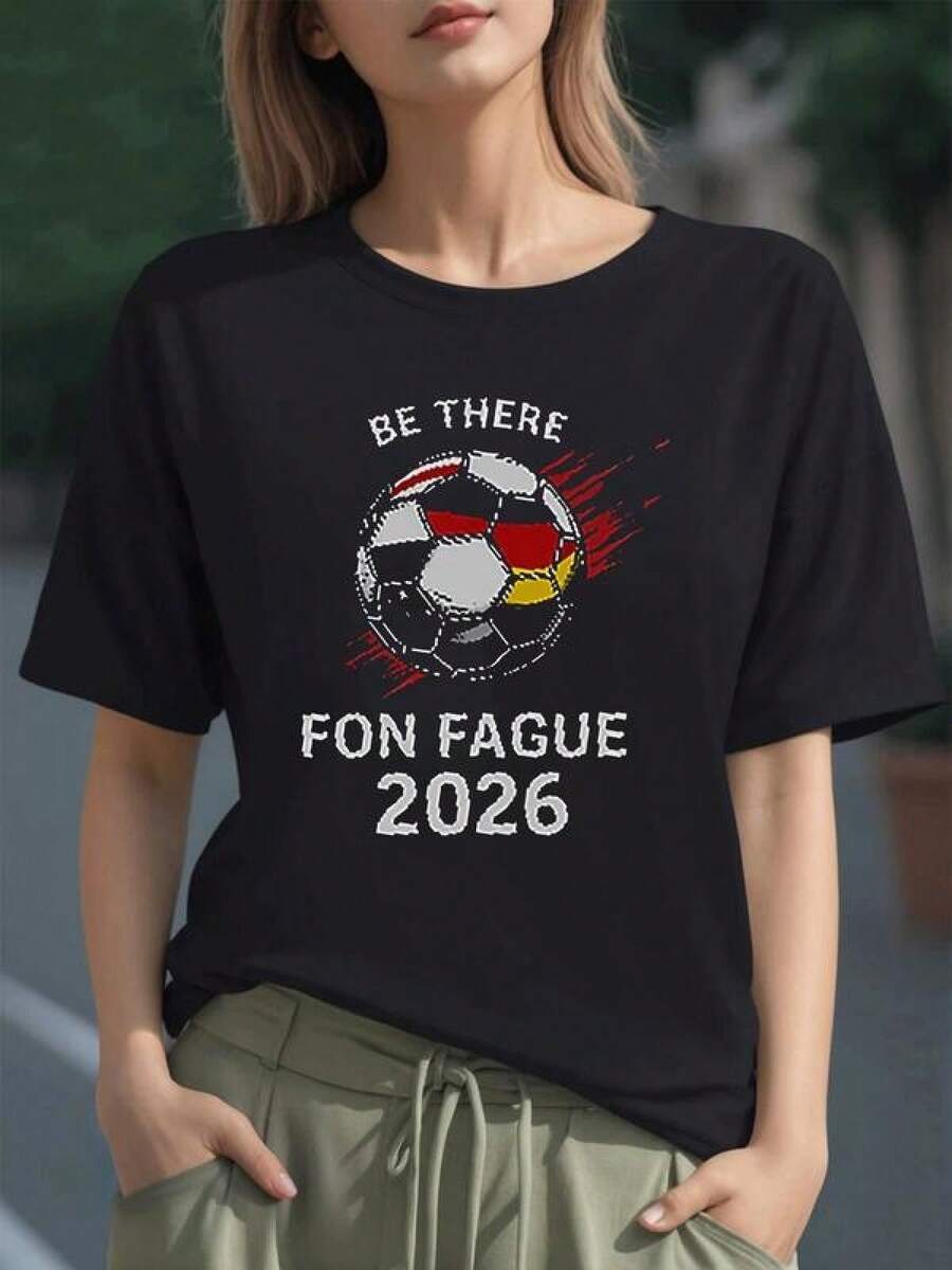 Balón con colores que simbolizan la unión global y la pasión por el fútbol rumbo al 2026 lleno de energía y esperanza camiseta para mujer 100% algodón - Negro - Ver 1
