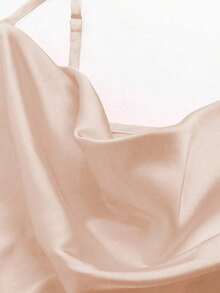 Body de satén elegante con tirantes finos y drapeado de unicolor - Champán - Ver 3