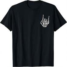 Punk Rock Skeleton Cool Rocker - playera de Halloween para hombre y mujer - Negro - Ver 2