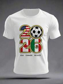 Mundial de Fútbol 2026, Camiseta con Diseño de Cita de Fútbol Global, USA, Canadá, México,  2026 - Negro - Ver 6