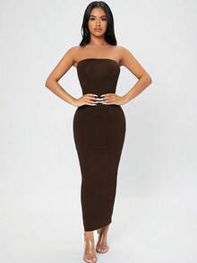 Vestido tubo con abertura trasera - Cafetería - Ver 6