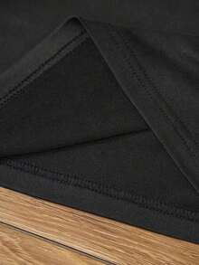 Camiseta informal de manga corta y cuello redondo de unicolor para hombres, con proceso de perforación caliente, nueva colección primavera/verano 2025, rave - Negro 2 - Ver 4
