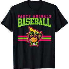 Funny Party Animals Baseball Monkey Sunglasses T-Shirt - Black - View 1