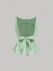 Top sin espalda con lazo y tirantes en V cuello en color rosa para mujer - Verde - Ver 5
