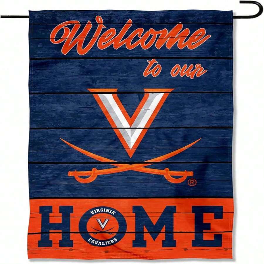 Virginia Cavaliers Welcome To Our Home Double Sided Garden Yard Flag.Jpg - A - View 1