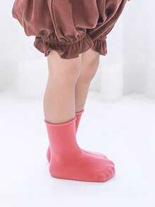 4 Pairs Baby Socks, Minimalist Mismatched Design, Fashionable Cuffed Socks - Multicolor - View 4