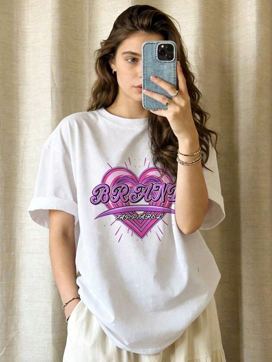 Camiseta casual de mujer de verano, cuello redondo, manga corta, tejido suave | MARCA | Estilo callejero americano, tienda local, tops para salir, algodón, vintage, estilo callejero europeo y americano, casual deportivo, estilo unisex, estilo casual urbano, tops bonitos, Generación Z, curvas, ropa Y2K, camisetas divertidas, tops de mujer, conjuntos de vacaciones para mujer, top lindo, camiseta gráfica, conjuntos de primavera, camisetas holgadas, ropa de calle retro, estilo de los 90, estilo de los 2000, subcultura, top , tops blancos, atuendo de fiesta de los 90. Adecuado para primavera, verano y otoño - Blanco - Ver 1