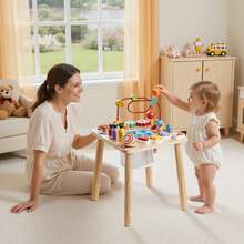 Montessori Activity Table For Toddler 1-3 Years Old, 8 In 1 Wooden Learn Activity Desk, Baby Play Table For Boys & Girls Aged 6+ Months, Great Birthday, Christmas, Children's Day Present - Wooden, 8 Games - View 1