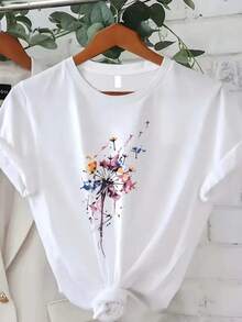 1 camiseta de algodón puro para mujer con estampado de letras y anime, diseño sencillo, cómoda y transpirable, adecuada para uso casual diario, que muestra un estilo natural y elegante, imprescindible para fiestas de verano, envío local, 180g 100% algodón. - Blanco - Ver 6