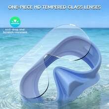 Adult Snorkeling Set, Includes 180° Tempered Glass Anti-Fog Mask, Wet Snorkel, Unisex - Multicolor - View 8